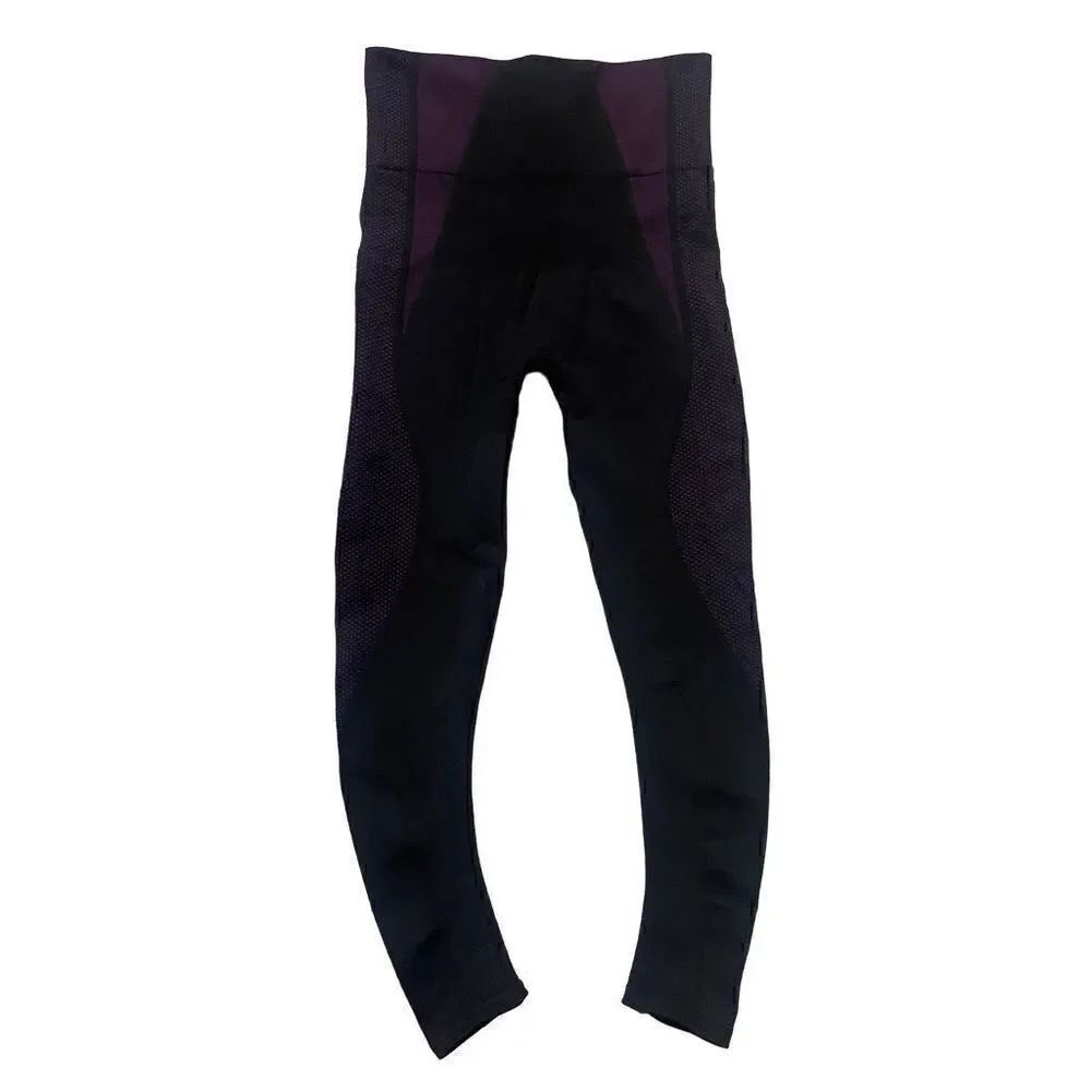 Spanx look at me purple black seamless leggings medium